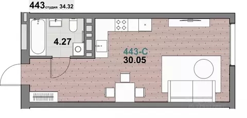 1-к кв. Калининградская область, Зеленоградск ул. Гагарина (34.32 м)