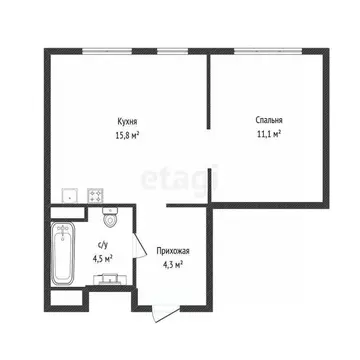 1-к кв. Тюменская область, Тюмень ул. Новоселов, 96 (35.8 м)