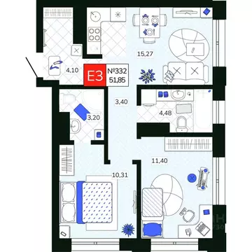 2-к кв. Тульская область, Тула Мясново мкр, Желания жилой комплекс ...