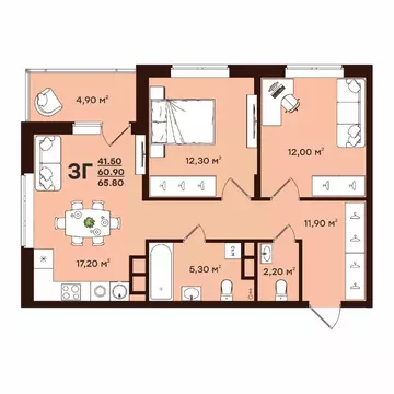 3-к кв. Владимирская область, Владимир ул. Чайковского, 7 (65.8 м)