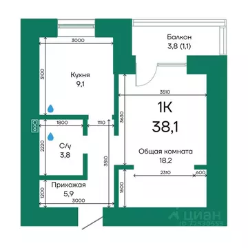 1-к кв. Алтайский край, Барнаул Просторная ул., 390к2 (38.1 м)