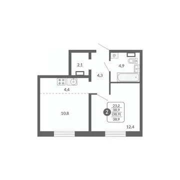 2-к кв. Кировская область, Киров ул. Потребкооперации, 34 (38.9 м)