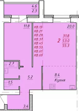 2-к кв. Алтайский край, Новоалтайск Индустриальная ул., 18 (55.3 м)