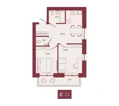3-к кв. Пензенская область, Пенза ул. Тепличная, 55 (53.0 м)