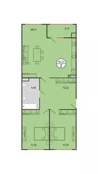 2-к кв. Ставропольский край, Ставрополь № 15 мкр,  (69.23 м)