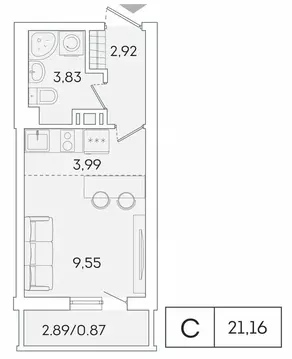 Квартира-студия: Мурино, Графская улица, 6к1 (20.3 м)