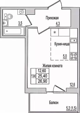 1-к кв. Псковская область, Псков ул. Юности, 10к2 (26.9 м)