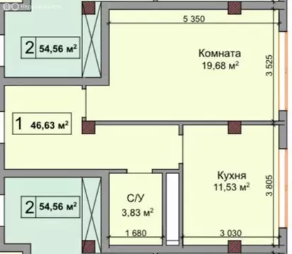 1-комнатная квартира: Нальчик, улица Атажукина, 107 (46.6 м)