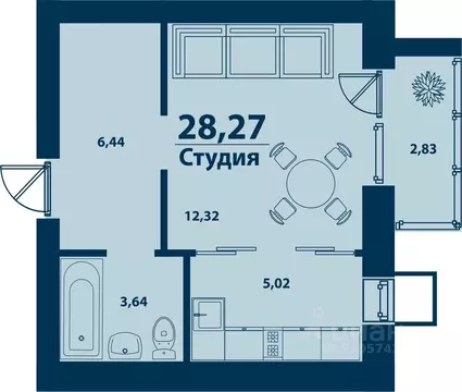 Студия Башкортостан, Уфа ул. Ивана Спатара, 18 (28.27 м)