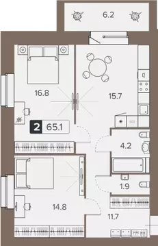 2-к кв. Брянская область, Брянск пер. 22-го съезда КПСС, 63 (68.6 м)