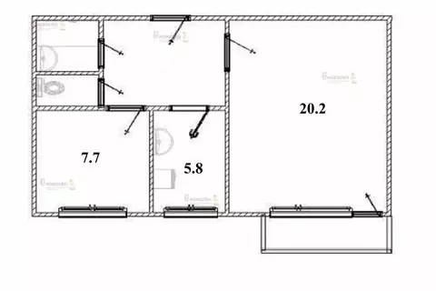 2-комнатная квартира: Екатеринбург, улица Начдива Онуфриева, 30 (42.4 ...