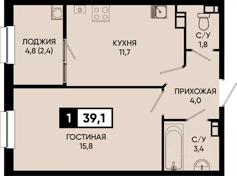 1-к кв. Ставропольский край, Кисловодск городской округ, пос. ...