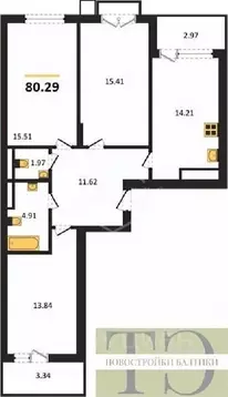 3-к кв. Калининградская область, Гурьевский муниципальный округ, пос. ...