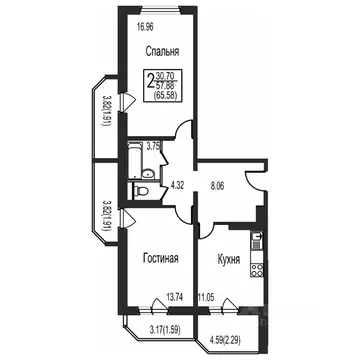2-к кв. Московская область, Домодедово Востряково мкр, ул. Ледовская, ...