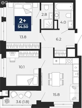 2-комнатная квартира: Тюмень, улица Тимофея Чаркова, 77 (56.3 м)