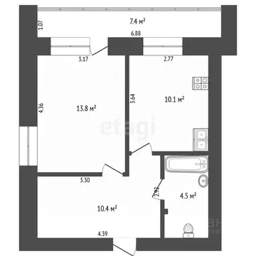 1-к кв. Тюменская область, Тюмень Широтная ул., 112к1 (38.8 м)