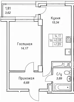 1-к кв. Саха (Якутия), Якутск 11-й кв-л,  (41.89 м)