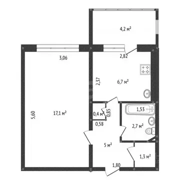 1-к кв. Башкортостан, Уфа Российская ул., 163/2 (33.2 м)