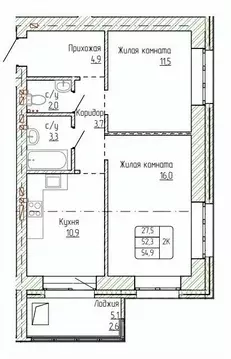 2-к кв. Алтайский край, Новоалтайск ул. Титова, 6 (54.9 м)