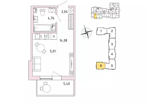 1-к кв. Ленинградская область, Гатчина Въезд мкр,  (27.51 м)