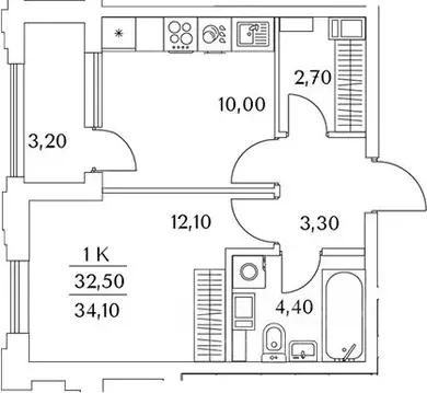 1-к кв. Санкт-Петербург Планерная ул., 99 (34.3 м)