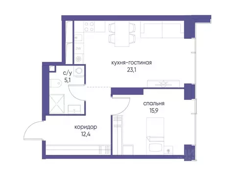 1-к кв. Москва ул. Сергея Макеева, 7С7 (54.6 м)