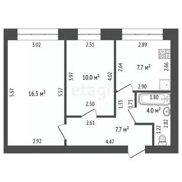 2-к кв. Башкортостан, Стерлитамак ул. Тукаева, 2Б (45.9 м)