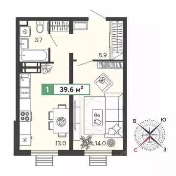 1-к кв. Пензенская область, Пензенский район, Засечный сельсовет, с. ...