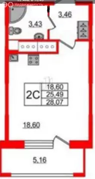 Квартира-студия: Санкт-Петербург, Ультрамариновая улица, 5 (28 м)