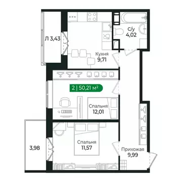 2-к кв. Ленинградская область, Сертолово Всеволожский район, ...