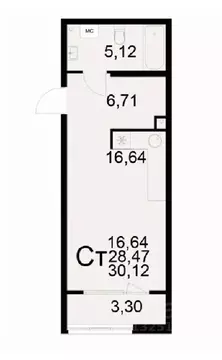 1-к кв. Рязанская область, Рязань ул. Бирюзова (30.12 м)
