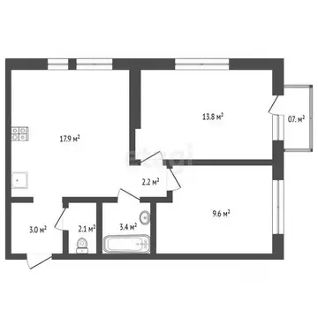2-к кв. Тюменская область, Тюмень Полевая ул., 117к3 (55.7 м)