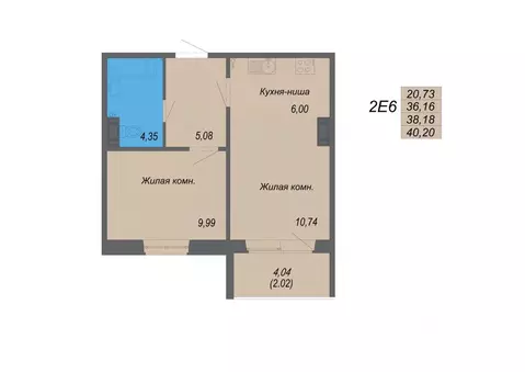 2-к кв. Хабаровский край, Хабаровск Совхозная ул., 73/3 (40.2 м)