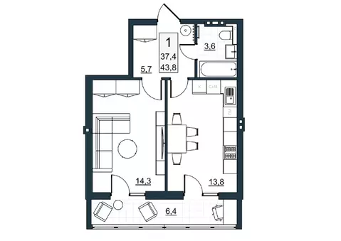 1-к кв. Саратовская область, Саратов ул. Имени Евгения Долгина, 6 ...