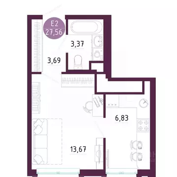 1-к кв. Тульская область, Тула ул. Купцов Гречихиных (27.56 м)