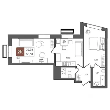 2-к кв. Башкортостан, Уфа Глумилино жилрайон, Холмогоры жилой комплекс ...
