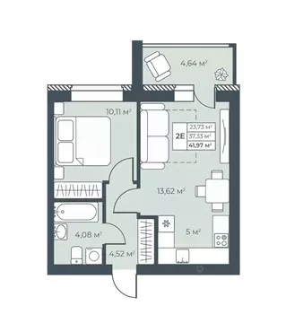 2-к кв. Нижегородская область, Выкса инженера Шухова кв-л,  (41.97 м)