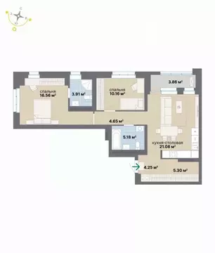 2-к кв. Свердловская область, Екатеринбург ул. Студенческая, 16 (74.95 ...