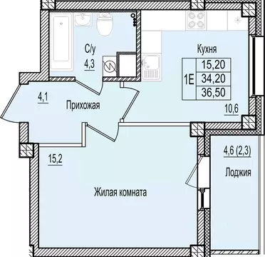 1-к кв. Псковская область, Псков Крестовский жилой комплекс (36.5 м)