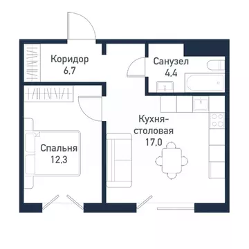 1-к кв. Челябинская область, Челябинский городской округ, пос. ...
