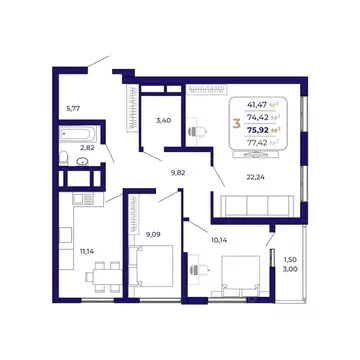 3-к кв. Башкортостан, Уфа Затон-Восточный жилрайон, Паруса жилой ...