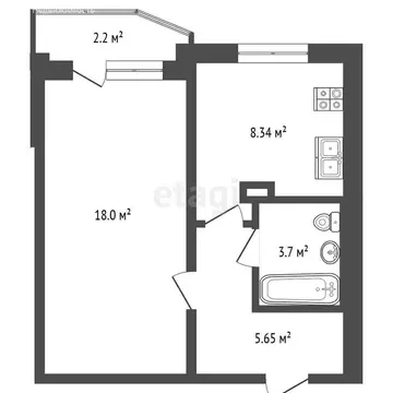 1-комнатная квартира: Самара, улица Водников, 46 (37 м)