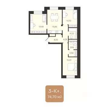 3-к кв. Ямало-Ненецкий АО, Новый Уренгой Уютный мкр, 3/1 (74.7 м)