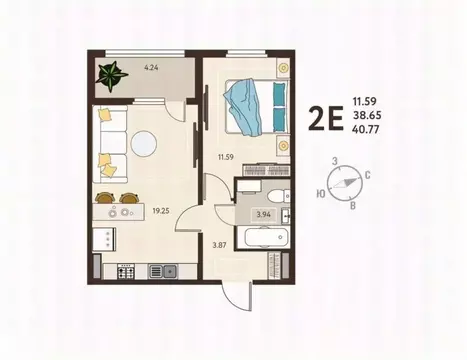 1-к кв. Курская область, Курск ул. Энгельса, 115 (40.8 м)