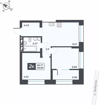 2-комнатная квартира: Новосибирск, жилой комплекс Астон.Геометрия ...