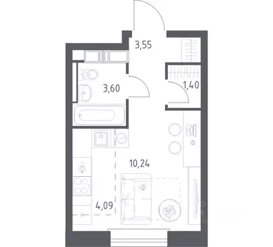 Студия Москва д. Столбово, Эко Бунино жилой комплекс (22.88 м)
