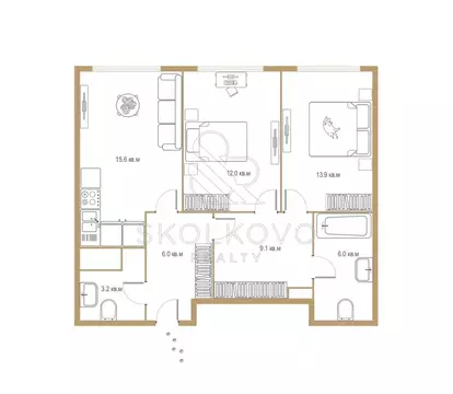 3-к кв. Москва Шелепихинская наб., 34к5 (66.0 м)