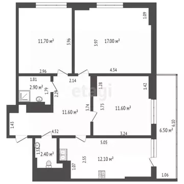 3-к кв. Удмуртия, Ижевск Удмуртская ул., 300 (60.5 м)