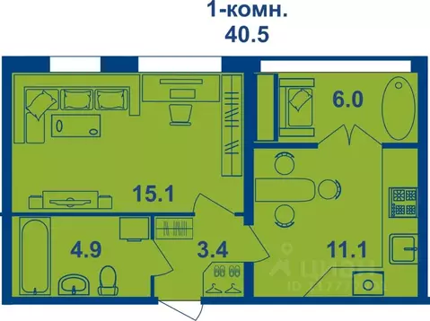 1-к кв. Костромская область, Кострома Магистральная ул., 71 (40.5 м)