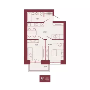 3-к кв. Пензенская область, Пенза ул. Тепличная, 55 (49.98 м)